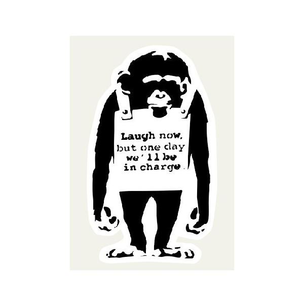 猿 Laugh Now ステッカー 38×64ミリ シール Banksy バンクシー スマホ用 車用ステッカー パソコン用 スーツケース用  :scr-87:森山印刷所 - 通販 - Yahoo!ショッピング