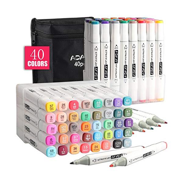 マーカーペン イラストマーカー 40色セット油性マーカー ペンスタンド 付き 太字 細字 2種ペン先 漫画用品 子供 Upu エムオー商店 通販 Yahoo ショッピング