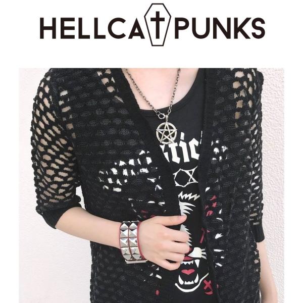 Hellcatpunks 2連ピラミッドスタッズリストバンド ヘルキャットパンクス ブレスレット アクセサリー ｖ系のファッションブランド ゴスロリ 系のファッションブランド一覧