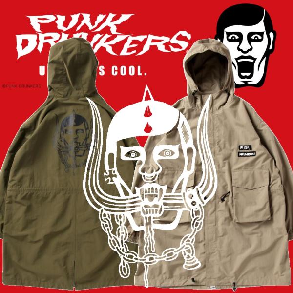 PUNK DRUNKERS 牙アイツ モッズコート（カーキ） PUNK DRUNKERS パンクドランカーズ 牙アイツモッズコート