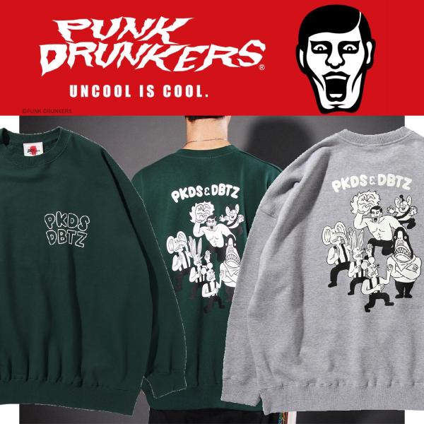 パンクドランカーズ どうぶつーズ 限定コラボ スウェット トレーナー グレー PUNK DRUNKERS PUNKDRUNKERS x どうぶつーズ エンカウントBIG