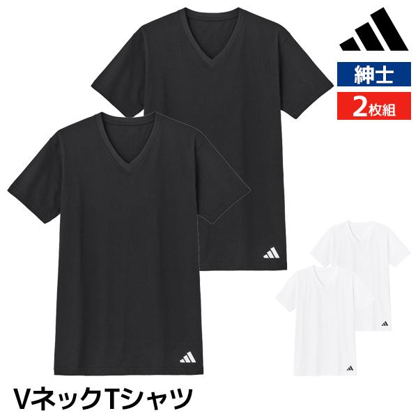 adidas（アディダス） VネックTシャツ 2枚組 半袖V首 メンズ 男性