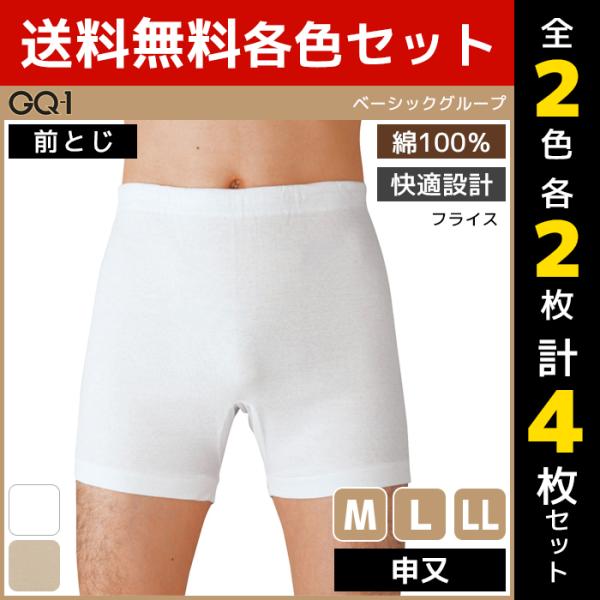 GUNZE 2色2枚ずつ 4枚セット GQ-1 ベーシック 申又 前とじ 肌着 綿100