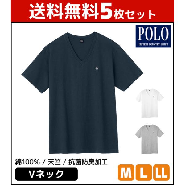 5���Z�b�g POLO �|�� V�l�b�NT�V���c ���� �O���[ GUNZE