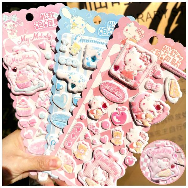 サンリオキャラクターズ マシュマロシール マイメロディ ハローキティ シナモロール sanrio characters ラインストーン付き ぷくぷく 立体 3D 海外限定正規品