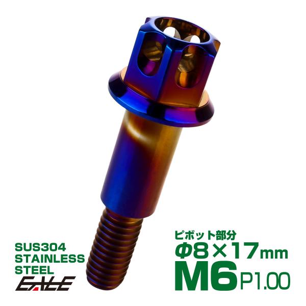 ブレーキレバー クラッチレバー ピボットボルト 外径8mm×17mm M6×13mm P1.00 ステンレス A3ヘッド  焼きチタン TH0540