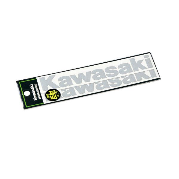 【ネコポス対応】KAWASAKI カワサキ純正 カワサキ ロゴカッティング反射ステッカー Mサイズ（ホワイト） J7010-0179