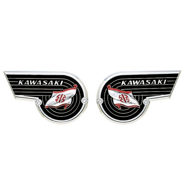 【ネコポス対応】KAWASAKI タンクエンブレム リバーマーク（2個セット） J2012-0009A