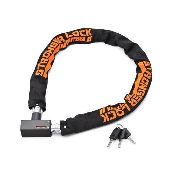 DAYTONA デイトナ バイク用 チェーンロック φ8mmスチール合金製 LEDライト付き鍵 ストロンガーチェーンロック 鍵タイプ 1.0m 48434