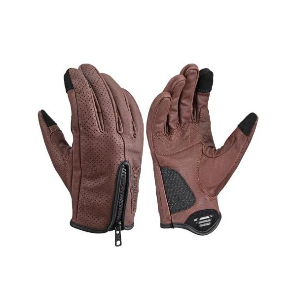 デイトナ DAYTONA バイク グローブ 革(ヤギ革) 冬夏秋春 スマホ対応 ファスナー付き パーシャルフィット レザーグローブ DG-020 ブラウン Lサイズ 61769