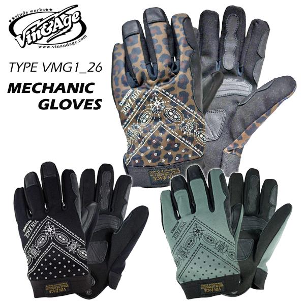 Vin&Age 　ヴィンアンドエイジ　TYPE VMG1_26　MECHANIC GLOVES　ライディング　アウトドア　DIY　バイク　