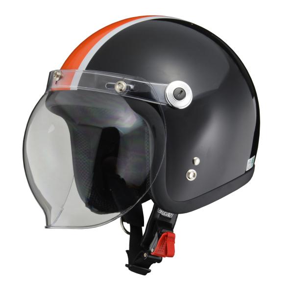 リード工業 (LEAD) ジェットヘルメット BARTON BC-10 ブラック/オレンジ フリーサイズ (57-60cm未満)