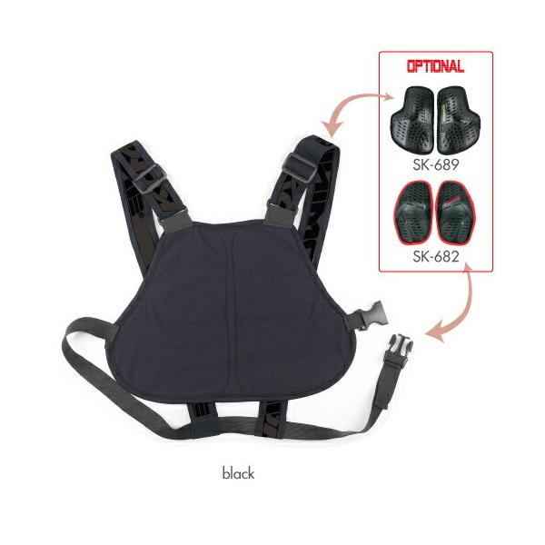 コミネ製の分割型胸部プロテクター(別売り/SK-689,SK-682)を内蔵できるプロテクターベース。通気性の良い伸縮生地のポケットでプロテクターを覆い、左右のプロテクター位置をバストトップの位置に合わせ柔軟に調整できます。プロテクターの外...