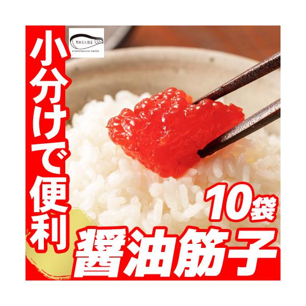 訳あり 筋子 すじこ 醤油漬け 醤油筋子 小分け 10パック プレゼント 贈り物 お祝い お返し 天然 紅鮭筋子 ご飯のお供 おにぎりの具 切れ子 爆買