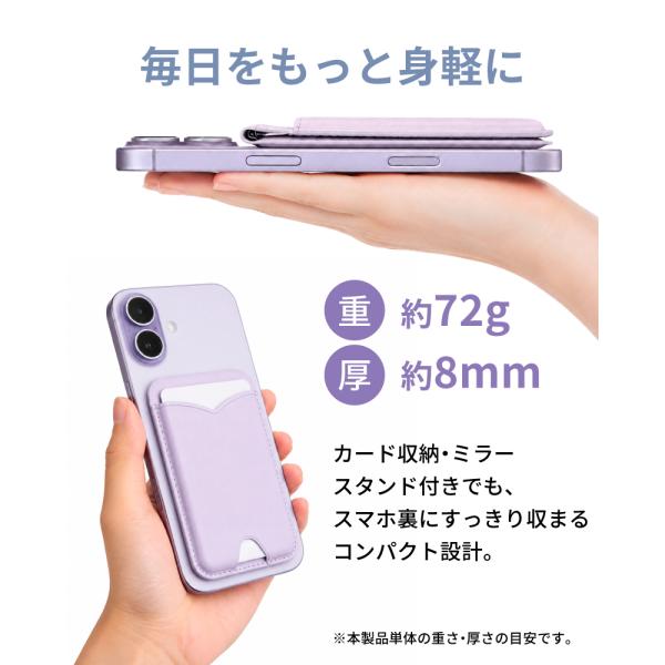 MagSafe�Ή� �X�}�z�X�^���h iPhone �J�[�h���[ �~���[�t�� ���^ �R���p�N�g �c �� ���掋�� �r�f�I�ʘb �g�����Ȃ݃`�F�b�N �e�����[�N ���i�摜3