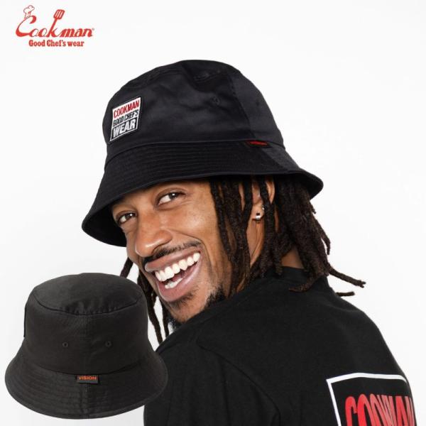 GGロゴ ブラック バケットハット Mサイズ COOKMAN（クックマン） Bucket Hat Vision Logo Black バケットハット