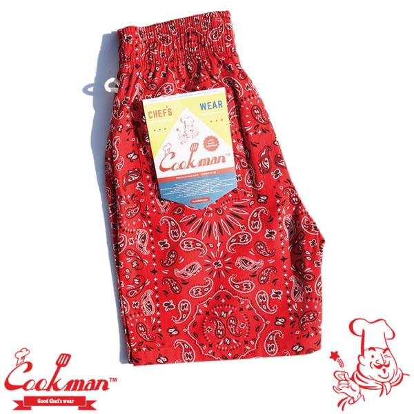 COOKMAN クックマン Chef Pants Short Paisley Red シェフパンツ ショート ペイズリー レッド ハーフパンツ 231-01885