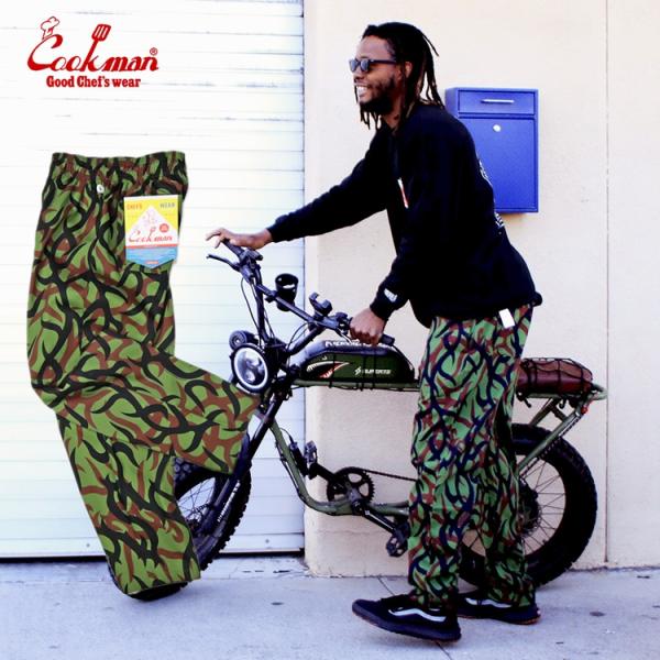 COOKMAN（クックマン） Chef Pants Tribal Camo Olive シェフパンツ