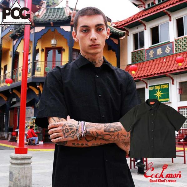 COOKMAN クックマン Work Shirts Short Sleeve Light Black ワークシャツ ショートスリーブ ライトブラック 231-41282