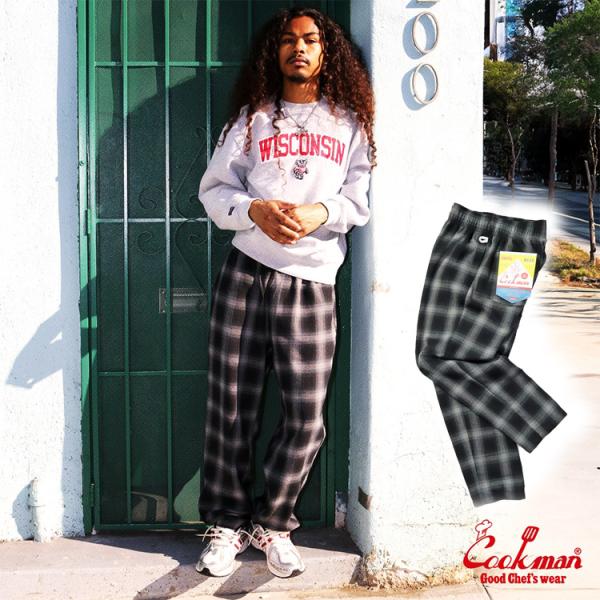 COOKMAN（クックマン） Chef Pants Tweed Ombre Check Black シェフ