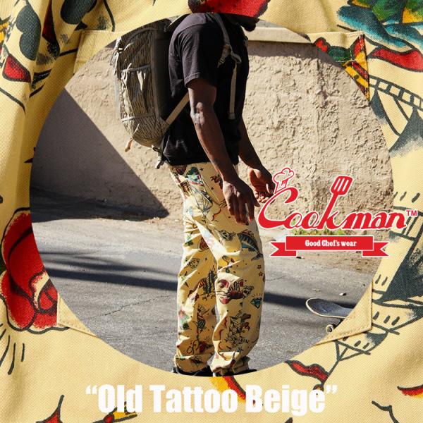 COOKMAN（クックマン） Chef Pants Old Tattoo Beige シェフパンツ