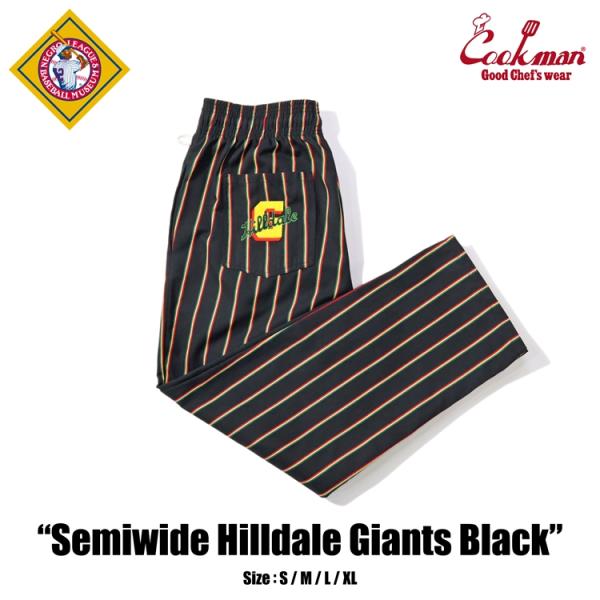 COOKMAN クックマン Chef Pants Semiwide Hilldale Giants Black シェフパンツ セミワイド  ヒルデール ジャイアンツ ロング 231-51828
