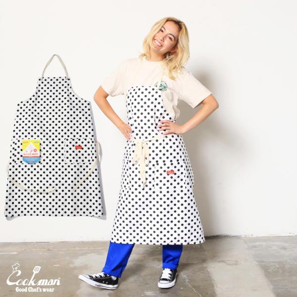 COOKMAN（クックマン） Long Apron Dots White ロングエプロン ドット