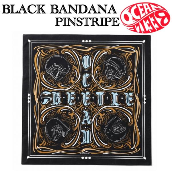 オーシャンビートル  OCEANBEETLE　BLACK BANDANA PINSTRIPE　ブラック バンダナ　ピンストライプ　ヘルメット　ピンストデザイン