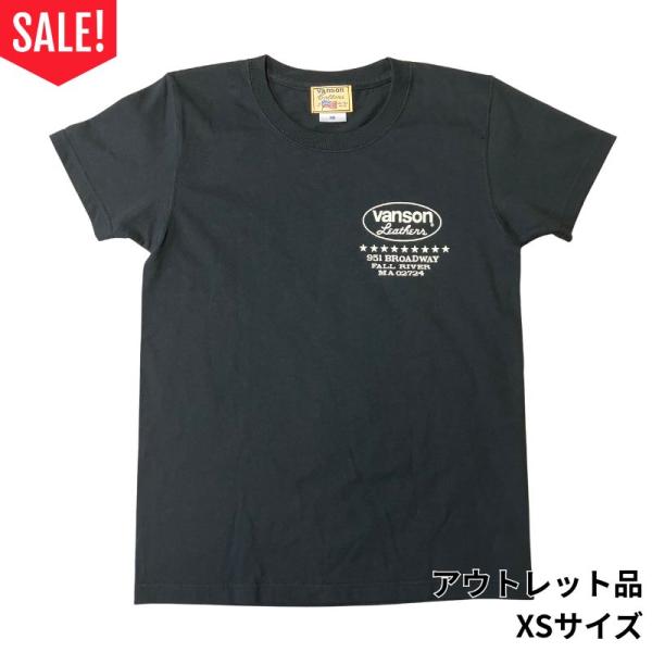 【セール！アウトレット品！】VANSON　バンソン　プリント半袖Ｔシャツ　「EAGLE」　ブラック　XSサイズ
