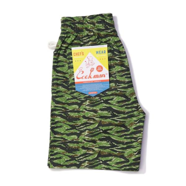 COOKMAN/クックマン　Chef Pants Short  シェフパンツ「Ripstop Tiger Camo Green」（ユニセックス）リップストップ　タイガーカモ　グリーン　緑
