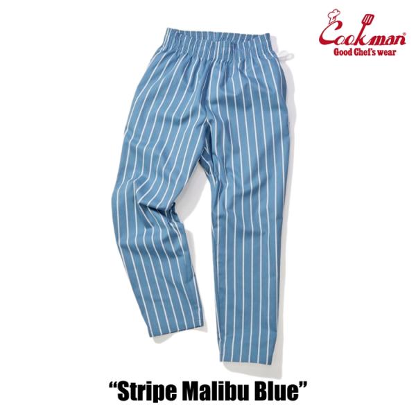COOKMAN/クックマン　Long Chef Pants  シェフパンツ「Stripe Malibu Blue」（ユニセックス）ペールブルー　青色
