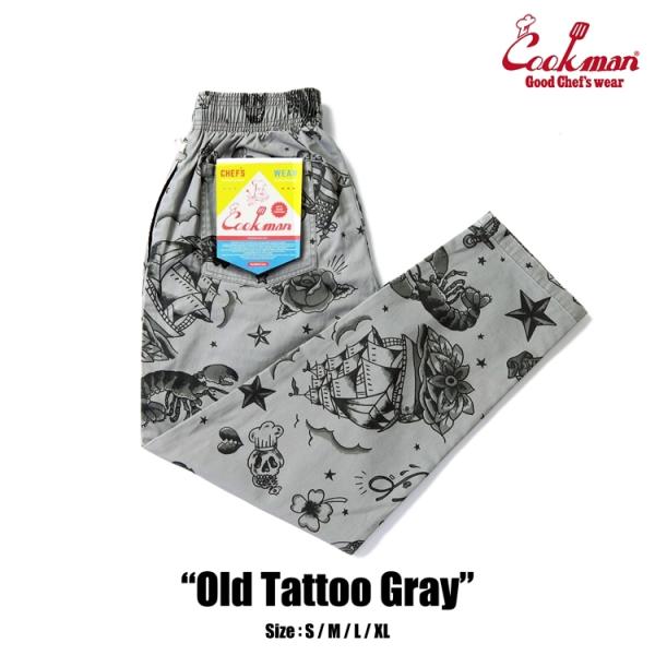 COOKMAN/クックマン　Chef Pants シェフパンツ「Old Tattoo Gray」（ユニセックス）タトゥー　アーティスト マリー　グレー