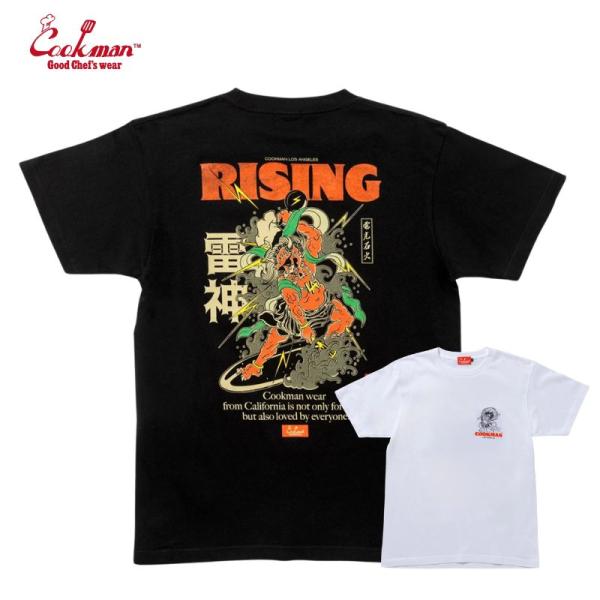 COOKMAN｜クックマン Tシャツ Rising（ユニセックス） 雷神　半袖　2カラー │ブラック or ホワイト│