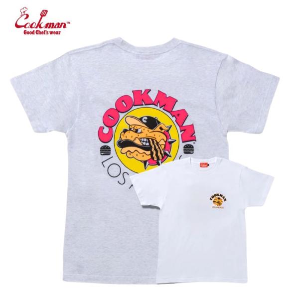COOKMAN｜クックマン Tシャツ Burger Dog（ユニセックス） ブルドッグ　ハンバーガー　半袖　2カラー │ホワイト or オフホワイト│