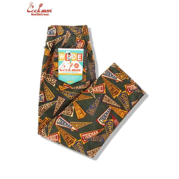 COOKMAN/クックマン　シェフパンツ セミワイド  Chef Pants Semiwide 「Corduroy Pennant Green」（ユニセックス）コーデュロイ　グリーン　ペナント