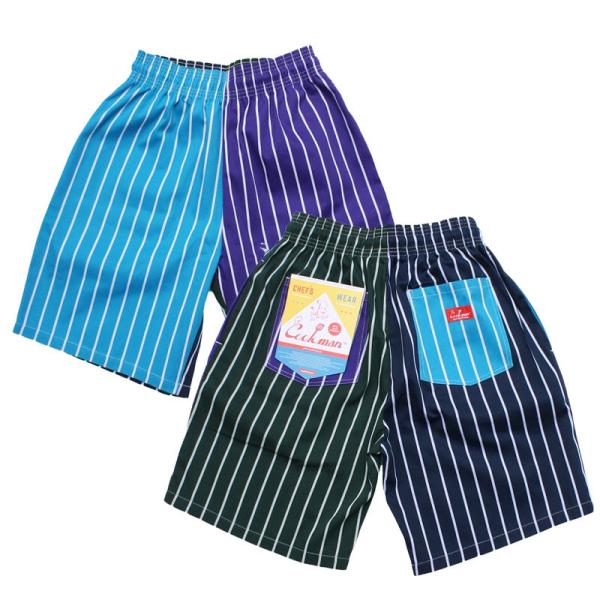 COOKMAN クックマン Chef Pants Short Stripe Gold シェフパンツ ショート クレイジー ストライプ コールド ハーフパンツ 231-92862