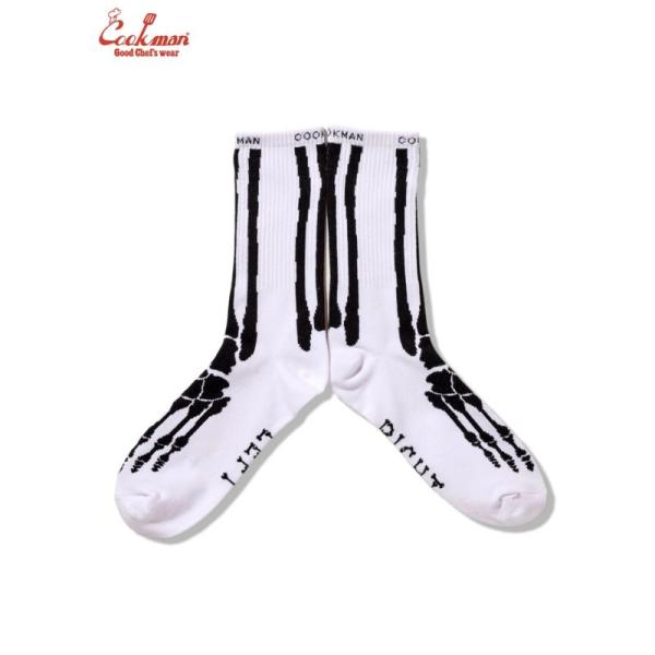 COOKMAN/クックマン　ソックス 　靴下　 Rib Crew Socks　『Bone White』ボーン　骸骨　ホワイト