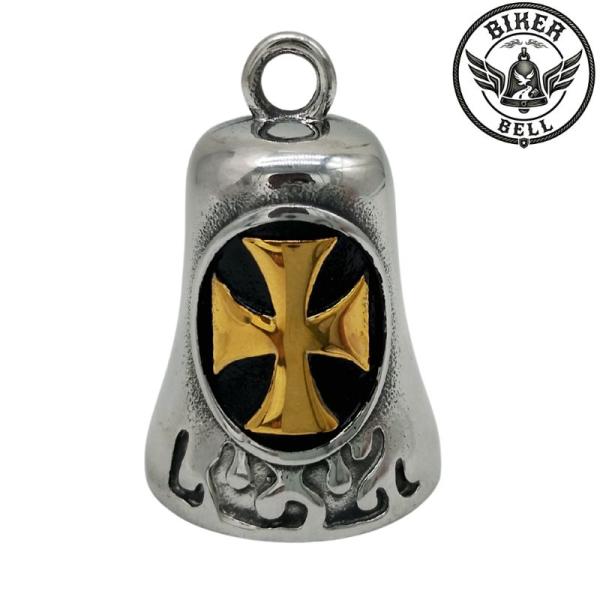 【送料無料！】バイカーベル Iron Cross GOLD 2｜お守り・魔除け・バイカー・グレムリンベル・ガーディアンベル