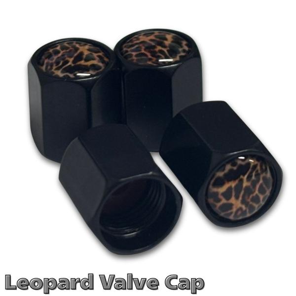 エアバルブキャップ　「Leopard」　4個セット　バイク　車　ドレスアップ　アクセサリー　レオパード