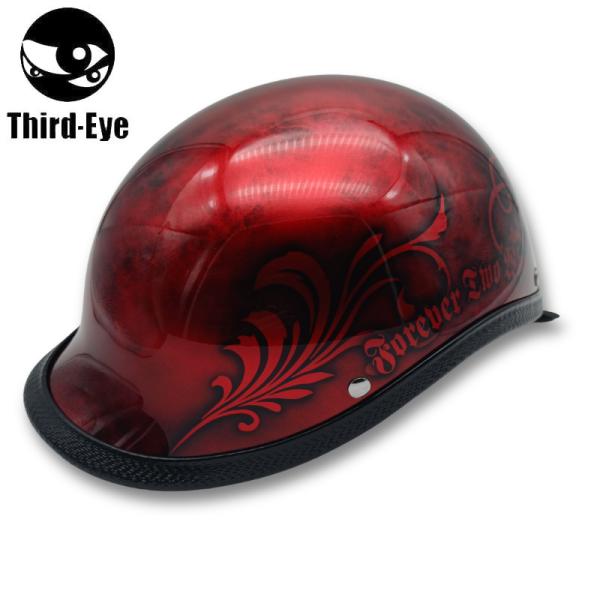 【１点限り】Third-Eye　装飾用 カスタムペイント ハーフヘルメット　タイプ：ベッカー　サイズ：フリー（約60cm） サードアイ　T-b01