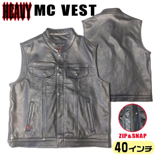 新品未使用　モトブルーズベスト　HEAVY GANGSTA レザー　40インチ motobluezkobe_vmcz-40