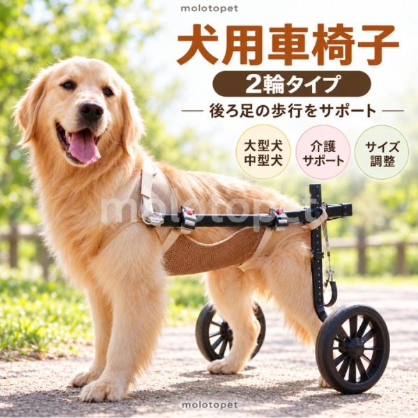 犬用車椅子 2輪 犬 車椅子 歩行器 後肢サポート 歩行補助 老犬 介護 リハビリ 中型犬 大型犬 後ろ足 サイズ調整可能