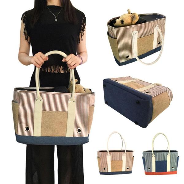 ペット用キャリートートバッグ ペットバッグ ペット用キャリーケース 犬 いぬ ねこ ネコ 猫 小型犬 旅行 通院 病院 軽量 通気性　　素材：オックスフォード布、ポリエステルサイズ：横幅40cm*高さ29cm*マチ20cm持ち手の高さ23c...