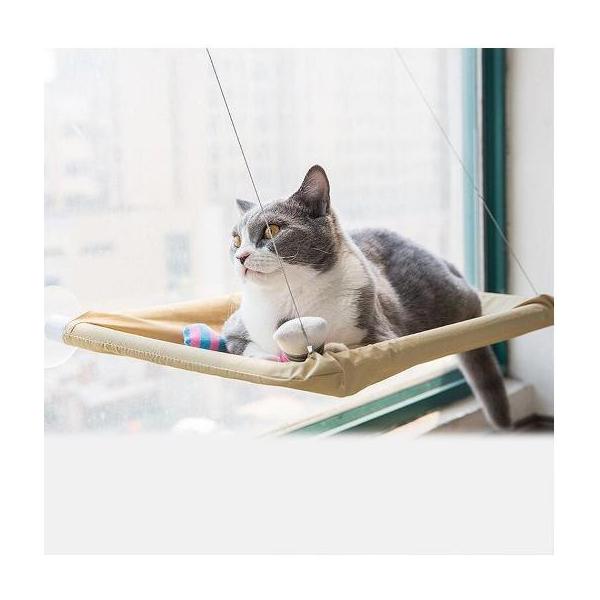 ★しっかりした作り、耐重15KG：猫窓 ハンモックベッド のフレームは優質PVC管を採用、シートは丈夫なポリエステルを使用しており、吸盤は強力で大き目の物を4つ使用、シンプルデザインだけど、しっかりした作りで、破ったり、外れ落ちたりしないキ...