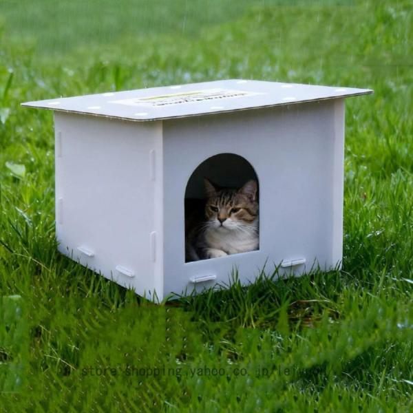 サイズ：45*40*40cm(2-3匹猫あるいは子猫4匹)防水設計: 長い軒、密閉された継ぎ目、底上げ構造により、雨水の侵入を4重に防ぎ、ペットを常に乾燥した状態に保ちます!耐久性: 変形、カビ、錆びに強い素材を使用し、長期間の使用に耐える...
