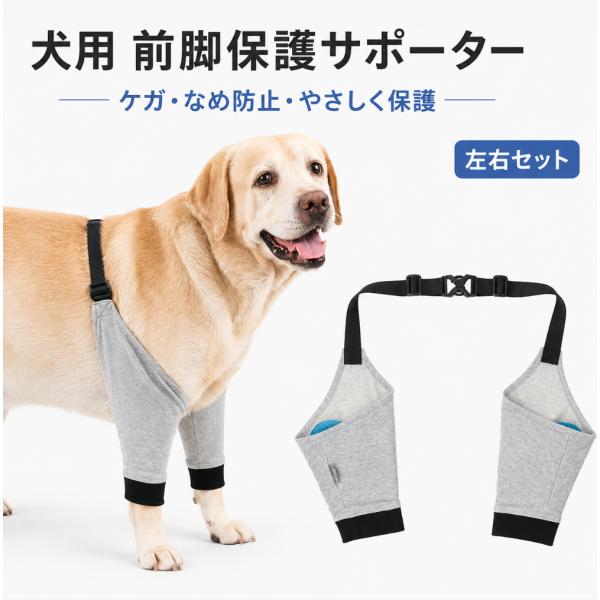 犬 前脚 サポーター 前足 保護カバー 犬用 レッグカバー 舐め防止 傷口保護 ケガ対策 左右セット ペット 介護用品 老犬 シニア犬 大型犬 中型犬