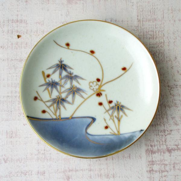 有田焼 染錦梅竹 小皿 お皿 取皿 おしょうゆ皿 丸皿 華やか 高級感