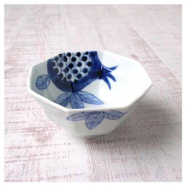 大皿 共箱 果物器 銘 ザクロ 染付 八角皿 鉢 大皿 共箱 果物器 銘 ザクロ 染付 八角皿 鉢 古染連七宝 -