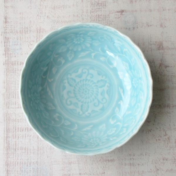 有田焼 崋山 青磁 唐草彫 小鉢 多用鉢 取鉢 デザート 鉢 サラダ ボウル