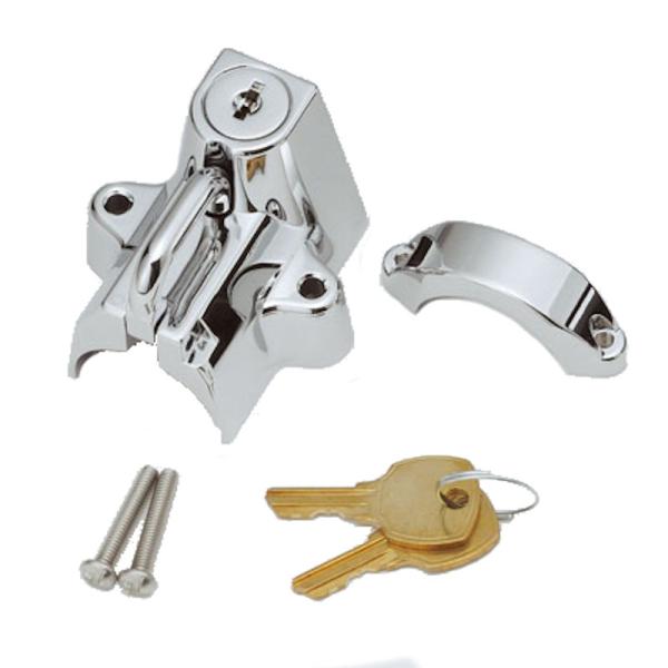 汎用のヘルメットロックです。適合車種：汎用  国産バイク〜ハーレーなどのインチハンドルにも取付け可能22.2〜32mmのパイプに取付可能ハンドル以外も取付可能です。